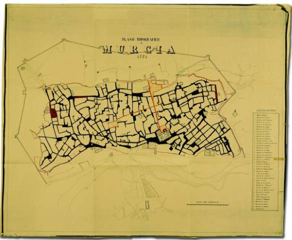 Plano topográfico de Murcia 1821